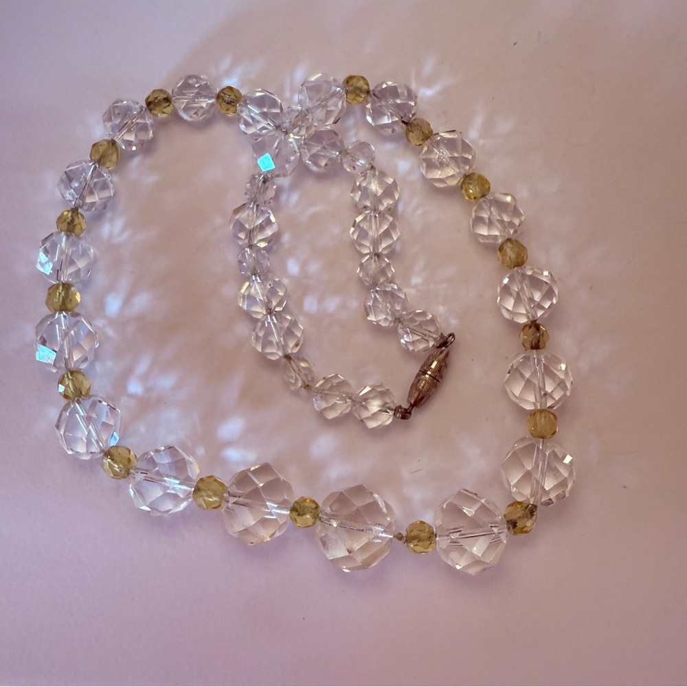 Vintage Yellow and Clear Crystal Necklace